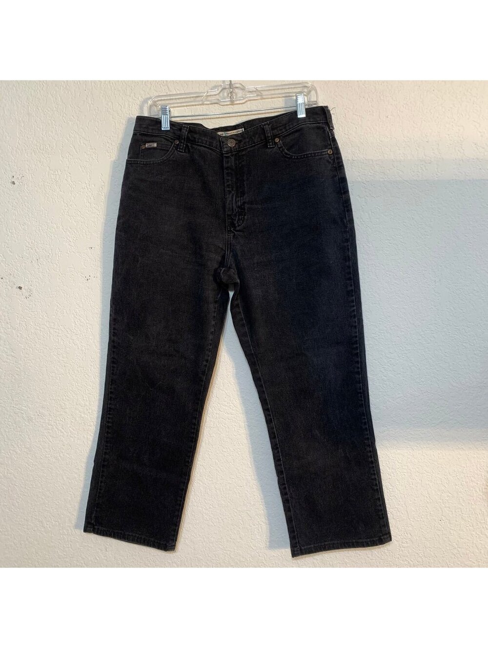 Lee Relaxed Straight Leg Black Jeans at the Waist